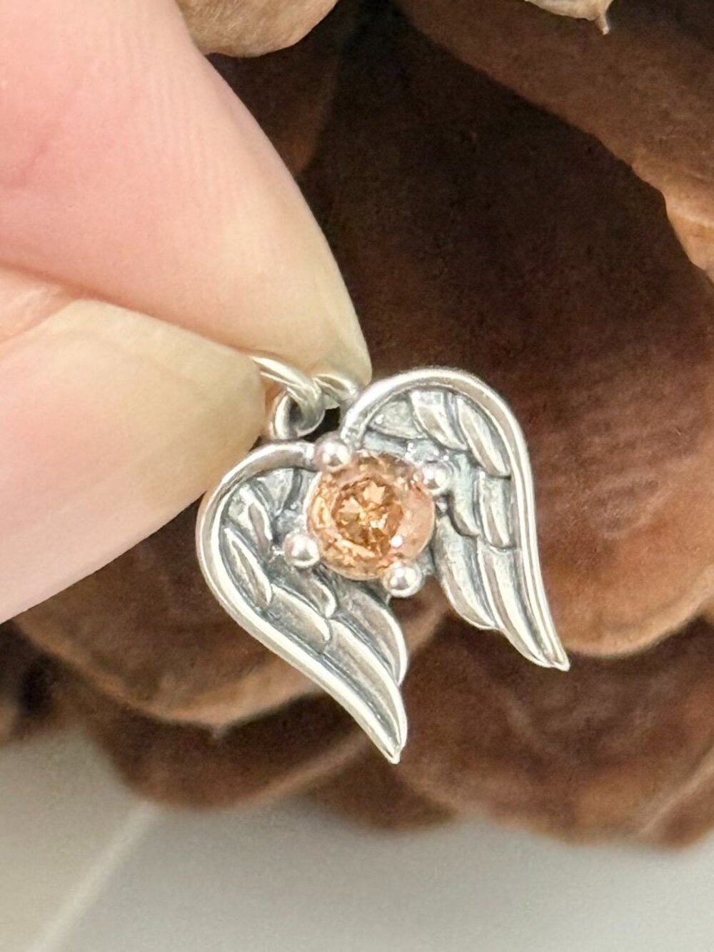 Angel Wings Birthstone Charm Citrine (November)